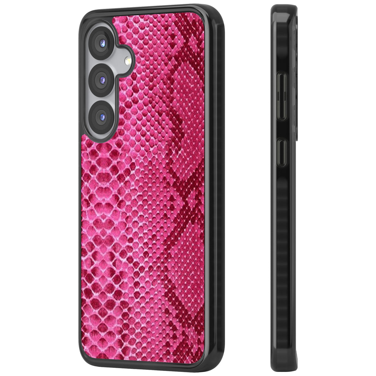Pink Snakeskin Samsung S25 / Samsung S25 Plus / Samsung S26 / Samsung S26 Plus Impact Black Phone Case side