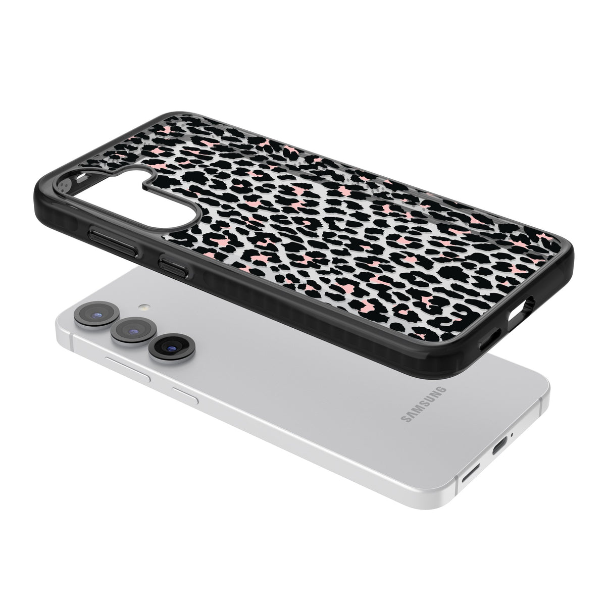 Tatty Leopard Samsung S25 / Samsung S25 Plus / Samsung S26 / Samsung S26 Plus Impact Black Phone Case angled