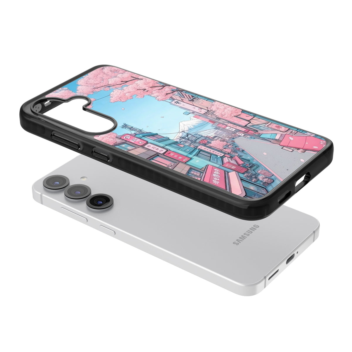 Sakura Lane Samsung S25 / Samsung S25 Plus / Samsung S26 / Samsung S26 Plus Impact Black Phone Case angled