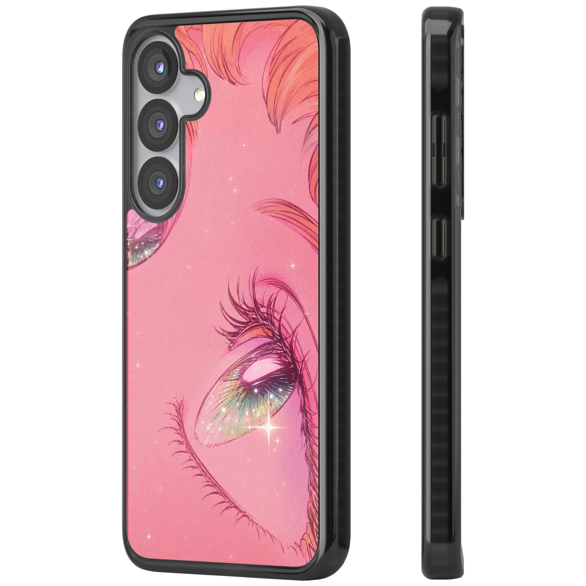 Pink Ethereal Gaze Samsung S25 / Samsung S25 Plus / Samsung S26 / Samsung S26 Plus Impact Black Phone Case side