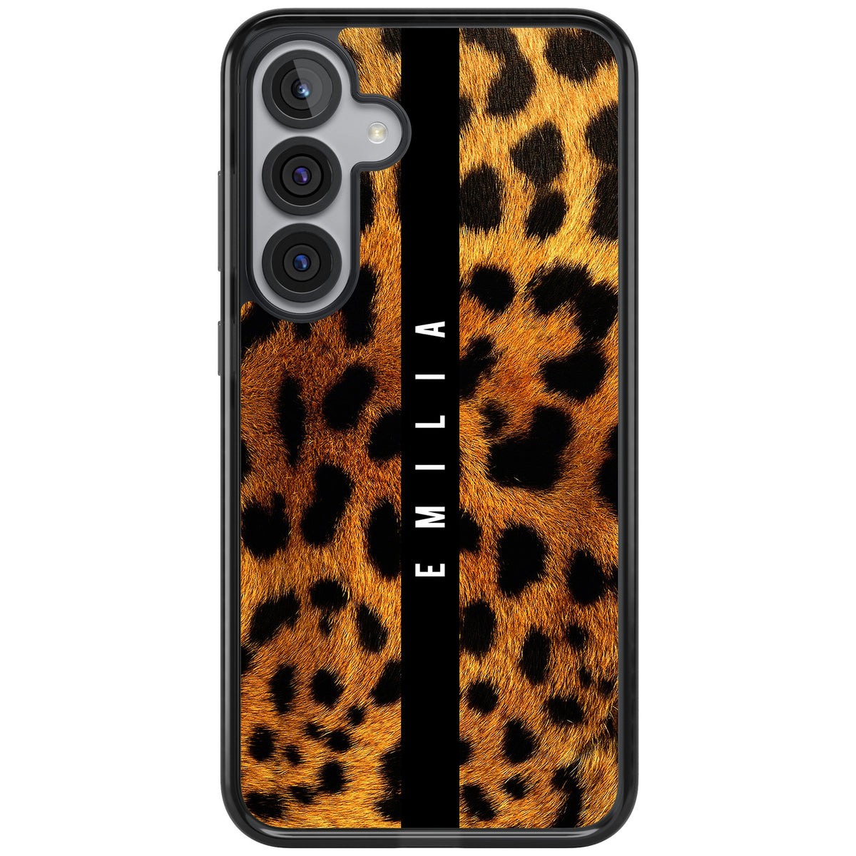 Leopard Print Samsung S25 Plus / Samsung S26 / Samsung S26 Plus Impact Black Phone Case front