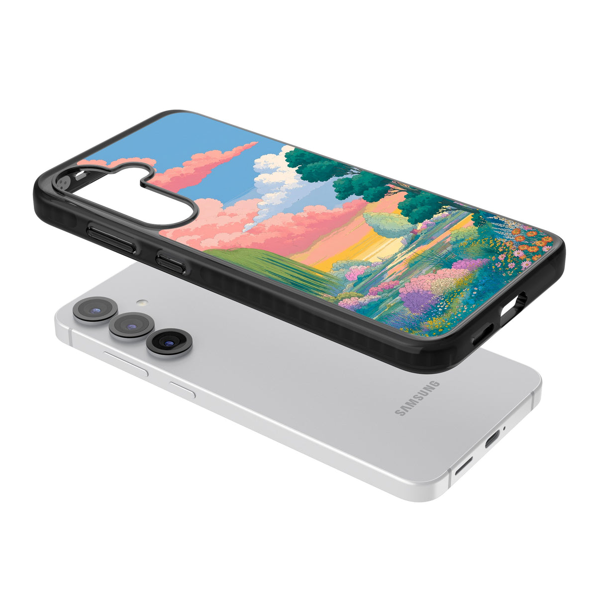 Dream Valley Samsung S25 / Samsung S25 Plus / Samsung S26 / Samsung S26 Plus Impact Black Phone Case angled