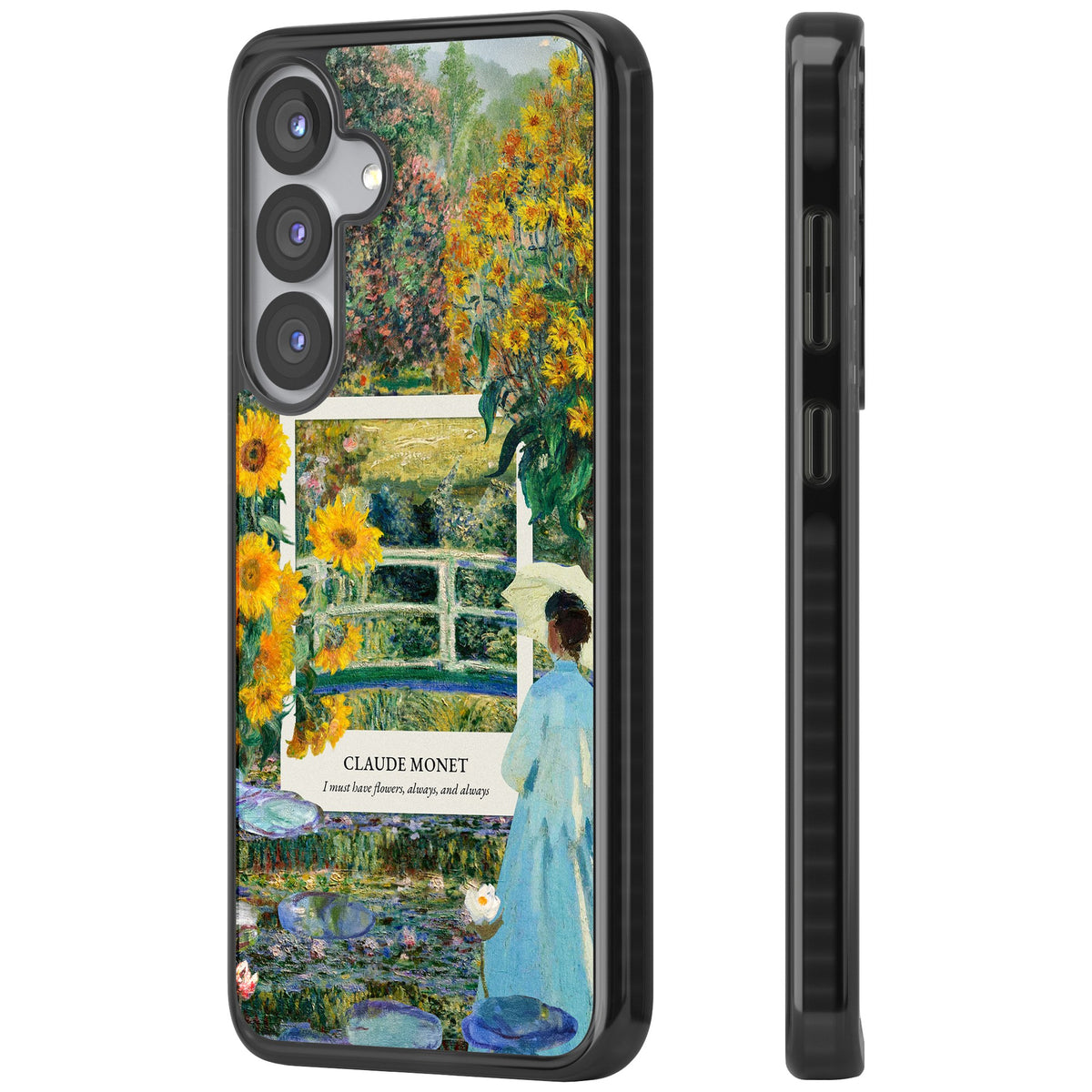 Monet Garden Bridge Samsung S25 / Samsung S25 Plus / Samsung S26 / Samsung S26 Plus Impact Black Phone Case side
