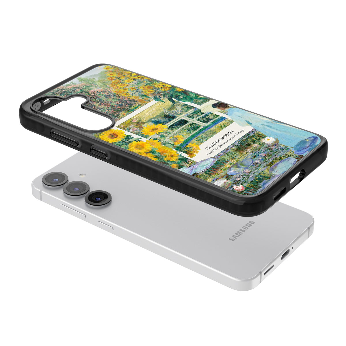 Monet Garden Bridge Samsung S25 / Samsung S25 Plus / Samsung S26 / Samsung S26 Plus Impact Black Phone Case angled