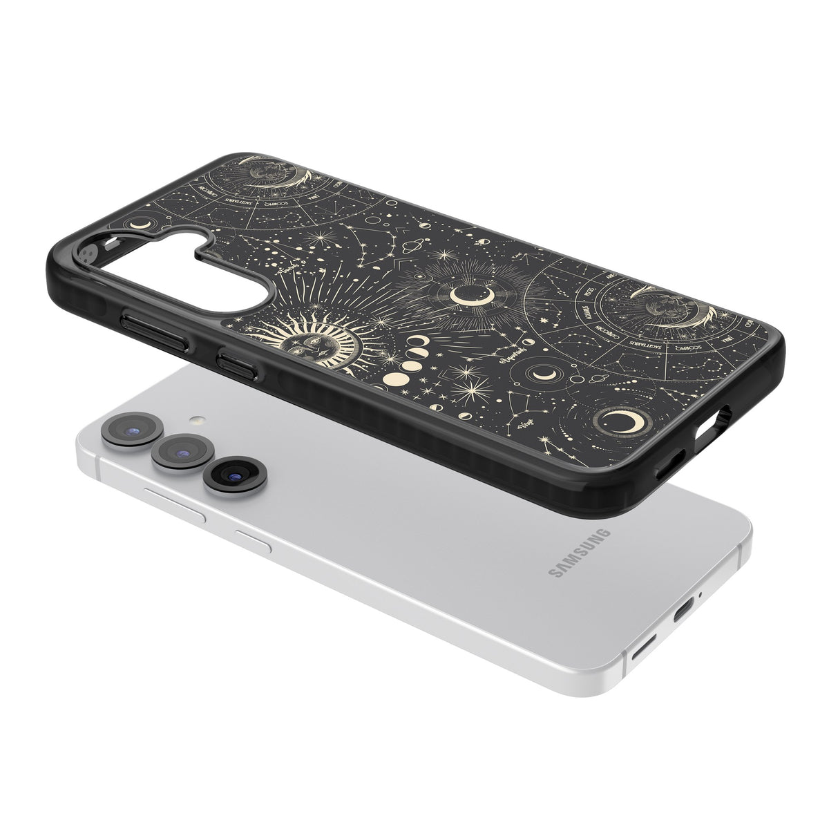 Cosmic Oracle Samsung S25 / Samsung S25 Plus / Samsung S26 / Samsung S26 Plus Impact Black Phone Case angled
