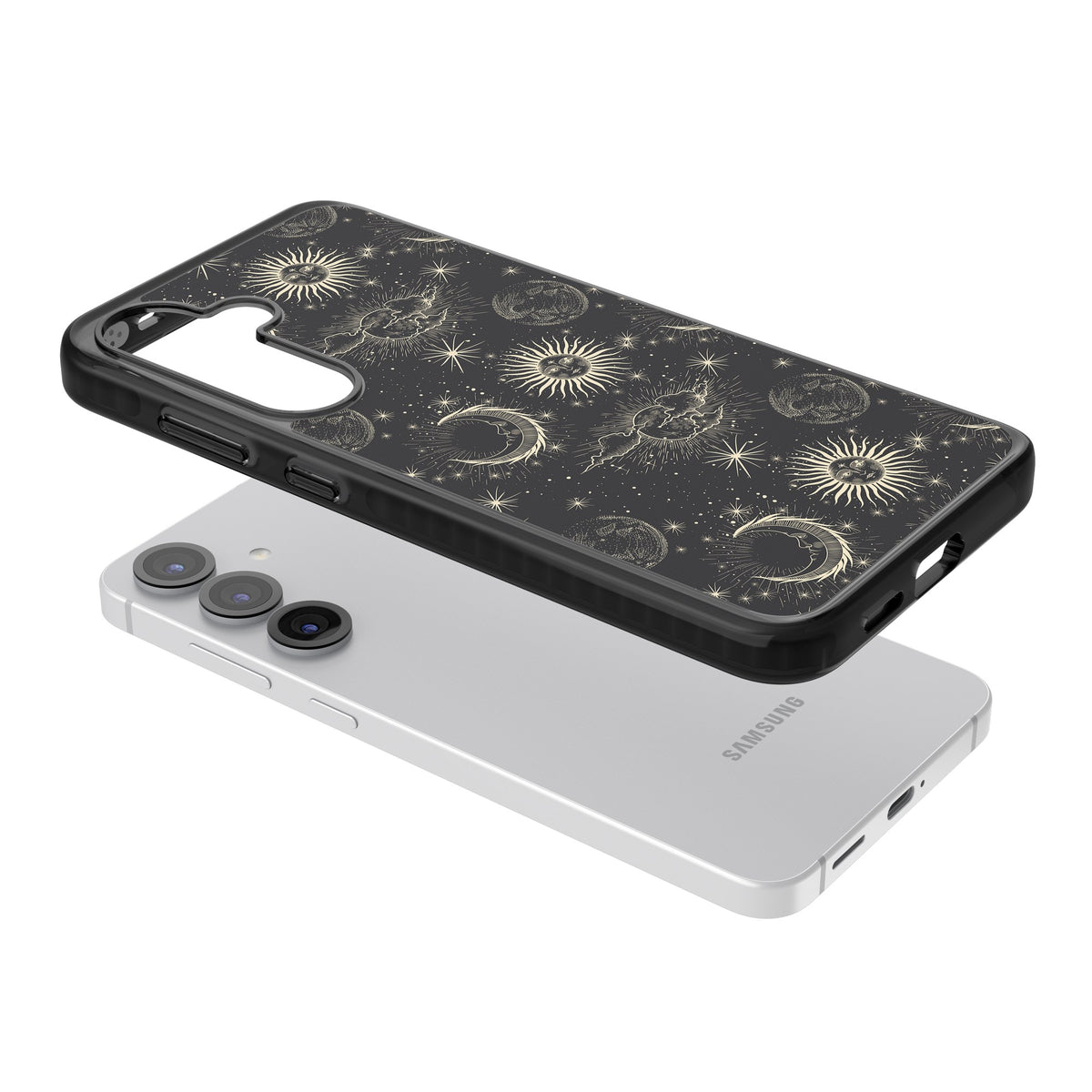 Celestial Almanac Samsung S25 / Samsung S25 Plus / Samsung S26 / Samsung S26 Plus Impact Black Phone Case angled