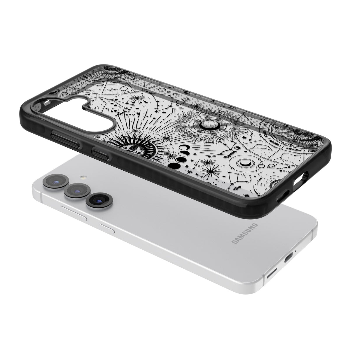 Celestial Chart Samsung S25 / Samsung S25 Plus / Samsung S26 / Samsung S26 Plus Impact Black Phone Case angled