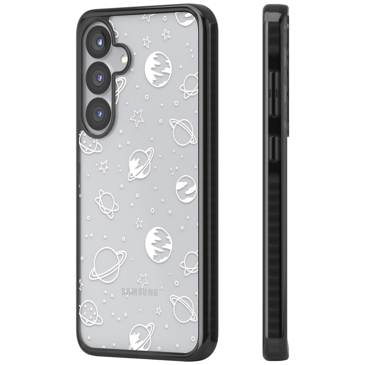 White Cosmic Samsung S25 / Samsung S25 Plus / Samsung S26 / Samsung S26 Plus Impact Black Phone Case side