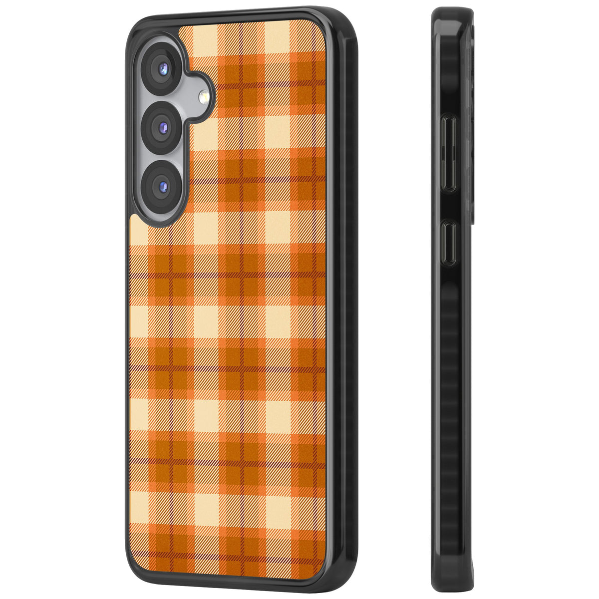 Pumpkin Plaid Samsung S25 / Samsung S25 Plus / Samsung S26 / Samsung S26 Plus Impact Black Phone Case side