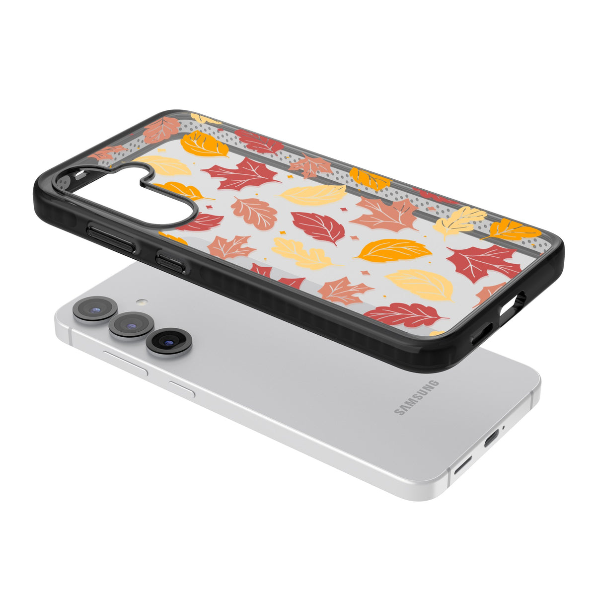 Autumn Leaves Samsung S25 / Samsung S25 Plus / Samsung S26 / Samsung S26 Plus Impact Black Phone Case angled