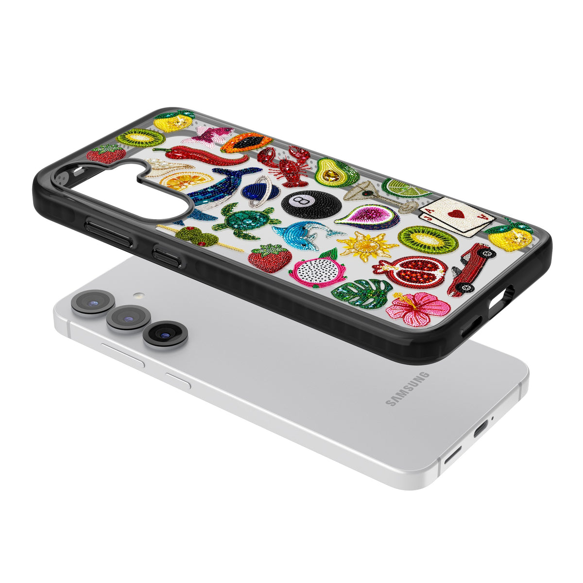 Beaded Mix Samsung S25 / Samsung S25 Plus / Samsung S26 / Samsung S26 Plus Impact Black Phone Case angled