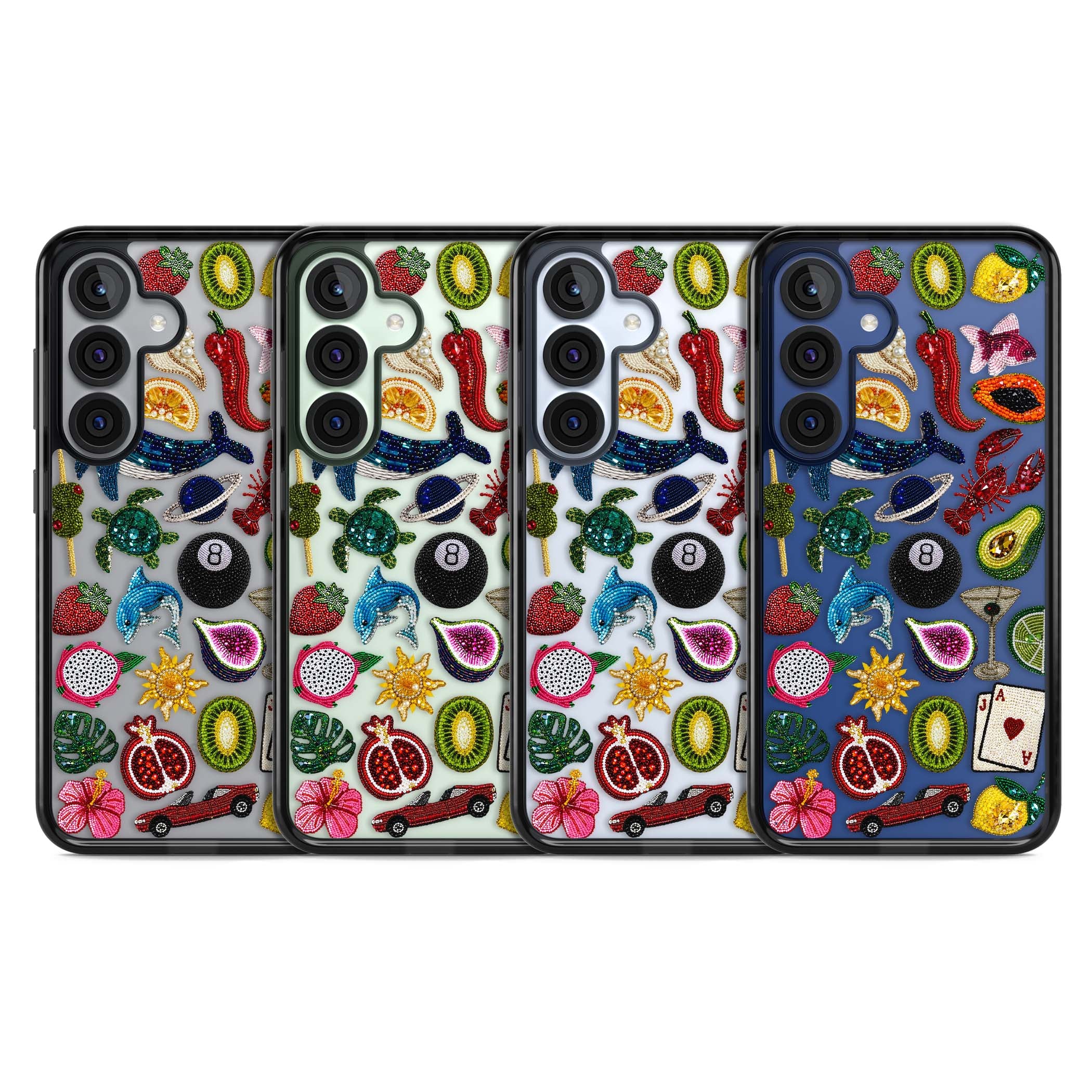 Beaded Mix cute iPhone case | Black Impact case for Samsung Galaxy S25, Samsung Galaxy S25 Plus