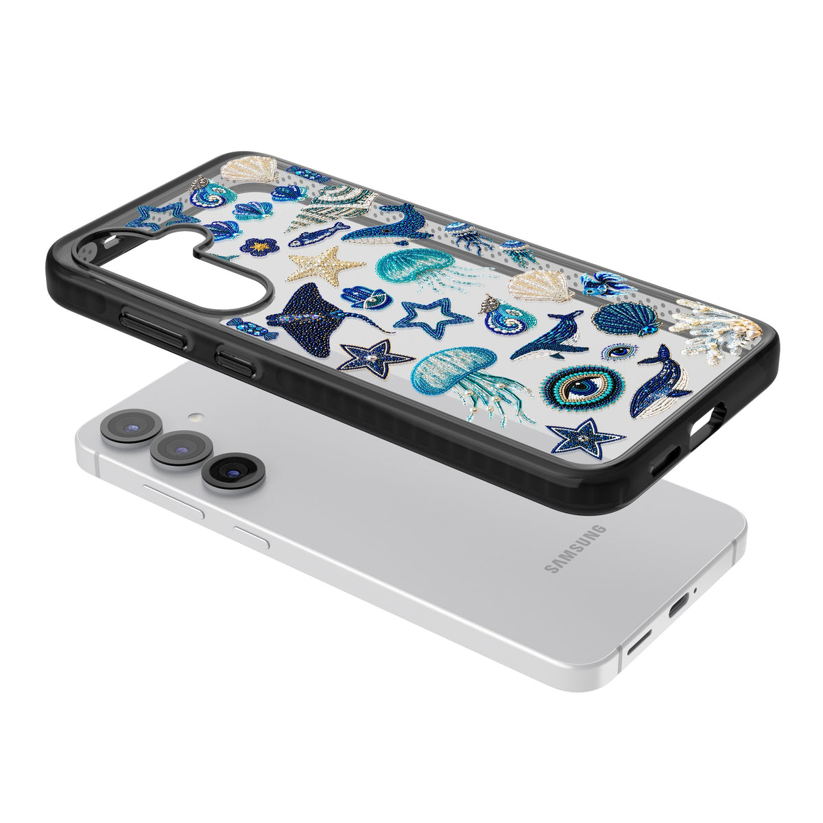 Beaded Coastal Samsung S25 / Samsung S25 Plus / Samsung S26 / Samsung S26 Plus Impact Black Phone Case angled