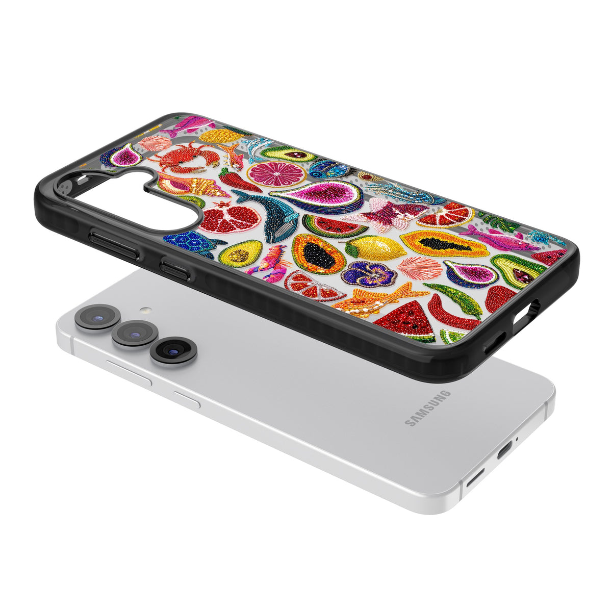 Beaded Tropic Samsung S25 / Samsung S25 Plus / Samsung S26 / Samsung S26 Plus Impact Black Phone Case angled