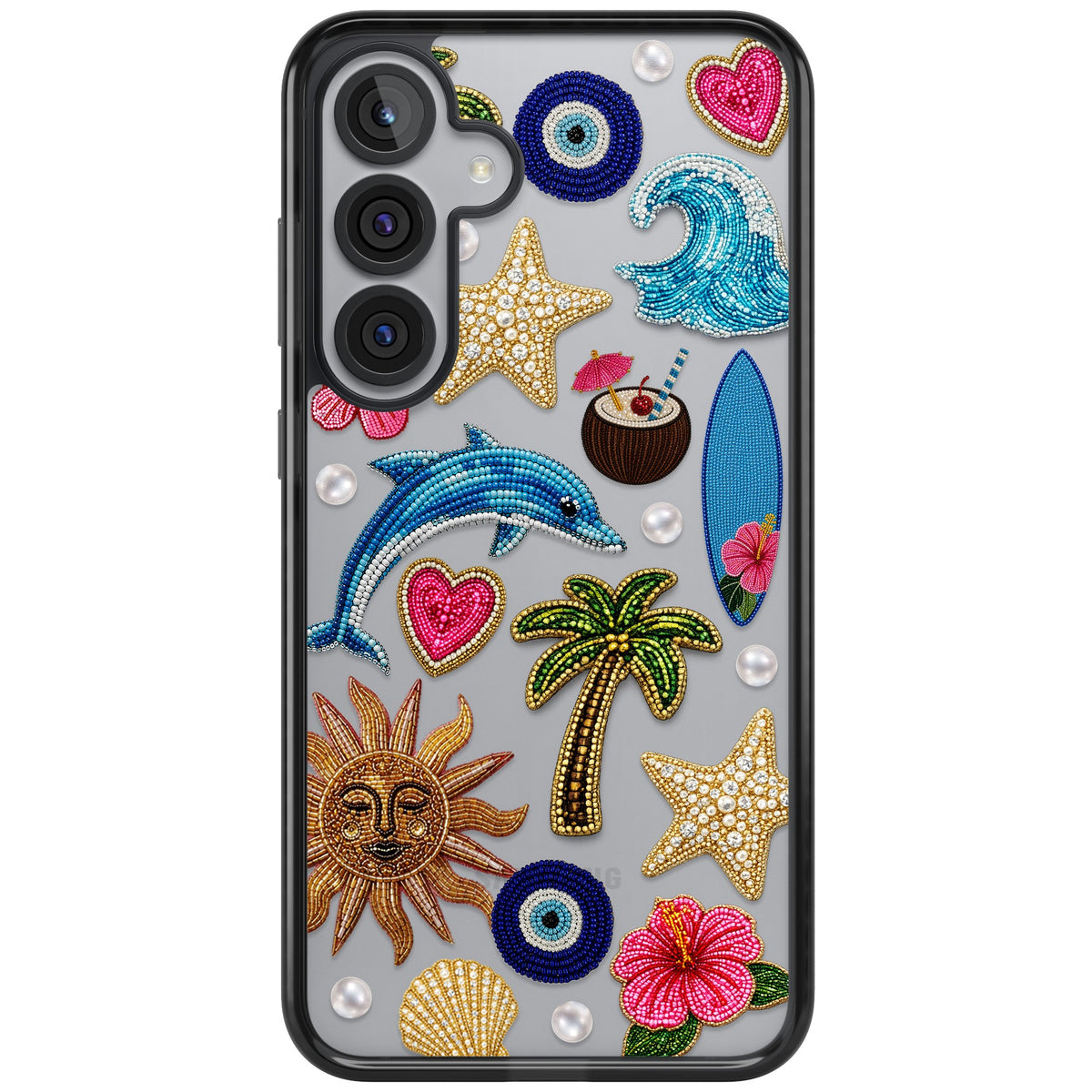 Beaded Beach Samsung S25 Plus / Samsung S26 / Samsung S26 Plus Impact Black Phone Case front