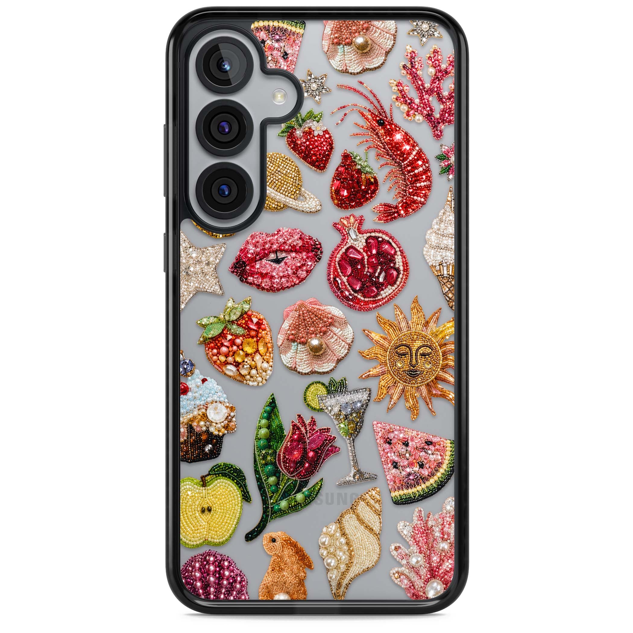 Beaded Riviera coquette iPhone case | Black Impact case for Samsung Galaxy S25, Samsung Galaxy S25 Plus