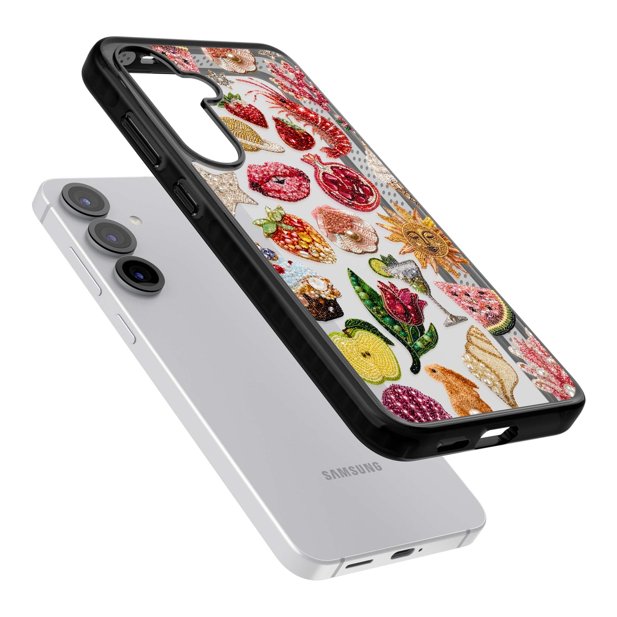Beaded Riviera coquette iPhone case | Black Impact case for Samsung Galaxy S25, Samsung Galaxy S25 Plus
