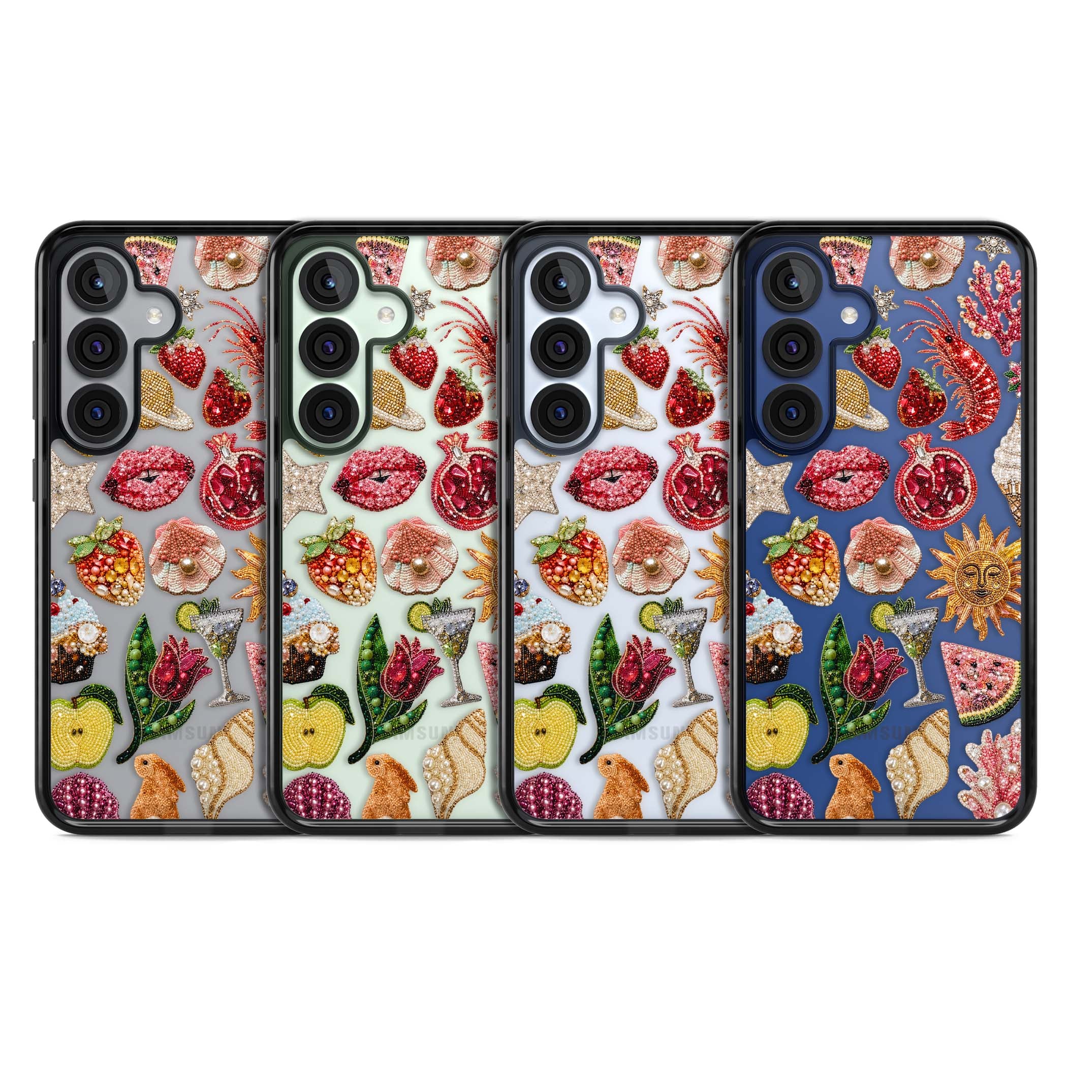 Beaded Riviera coquette iPhone case | Black Impact case for Samsung Galaxy S25, Samsung Galaxy S25 Plus