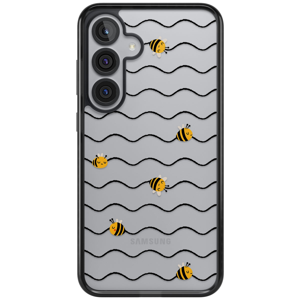 Bee Wave Pattern Samsung S25 Plus / Samsung S26 / Samsung S26 Plus Impact Black Phone Case front