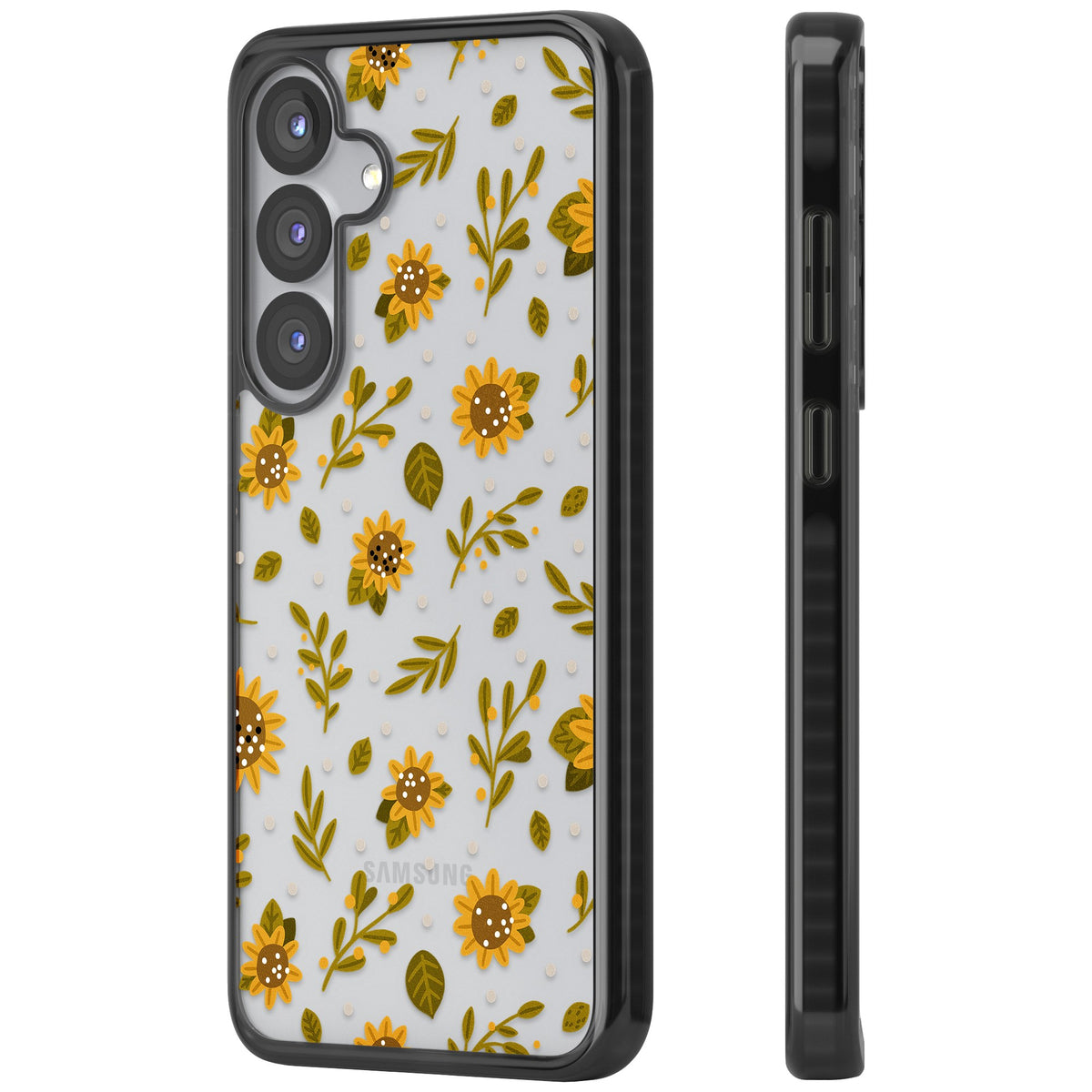 Bees & Sunflowers Samsung S25 / Samsung S25 Plus / Samsung S26 / Samsung S26 Plus Impact Black Phone Case side