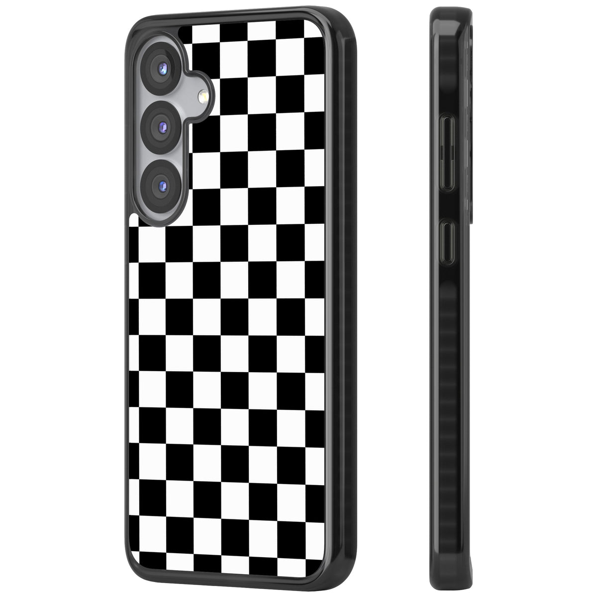 Checkerboard Samsung S25 / Samsung S25 Plus / Samsung S26 / Samsung S26 Plus Impact Black Phone Case side