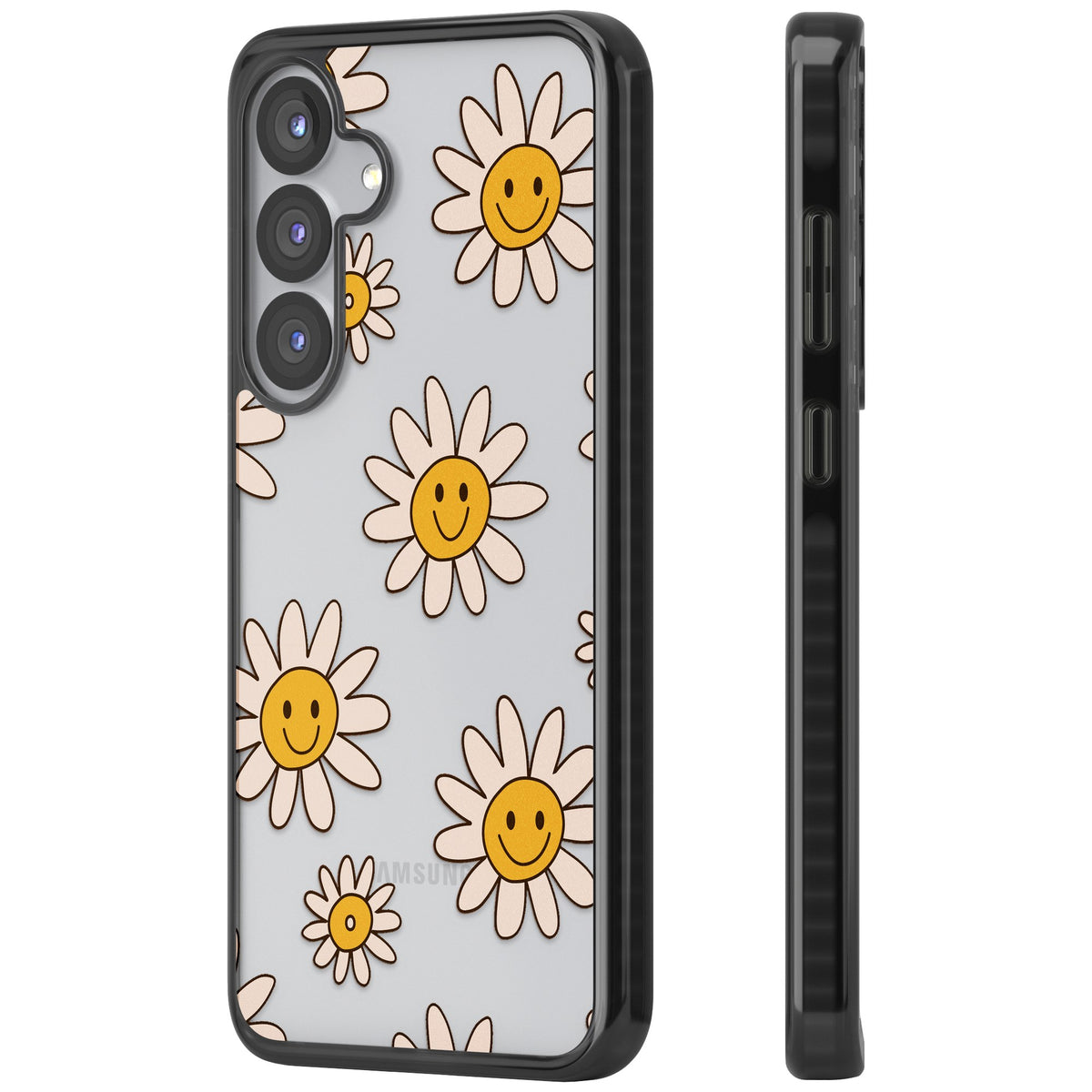 Daisy Faces Samsung S25 / Samsung S25 Plus / Samsung S26 / Samsung S26 Plus Impact Black Phone Case side