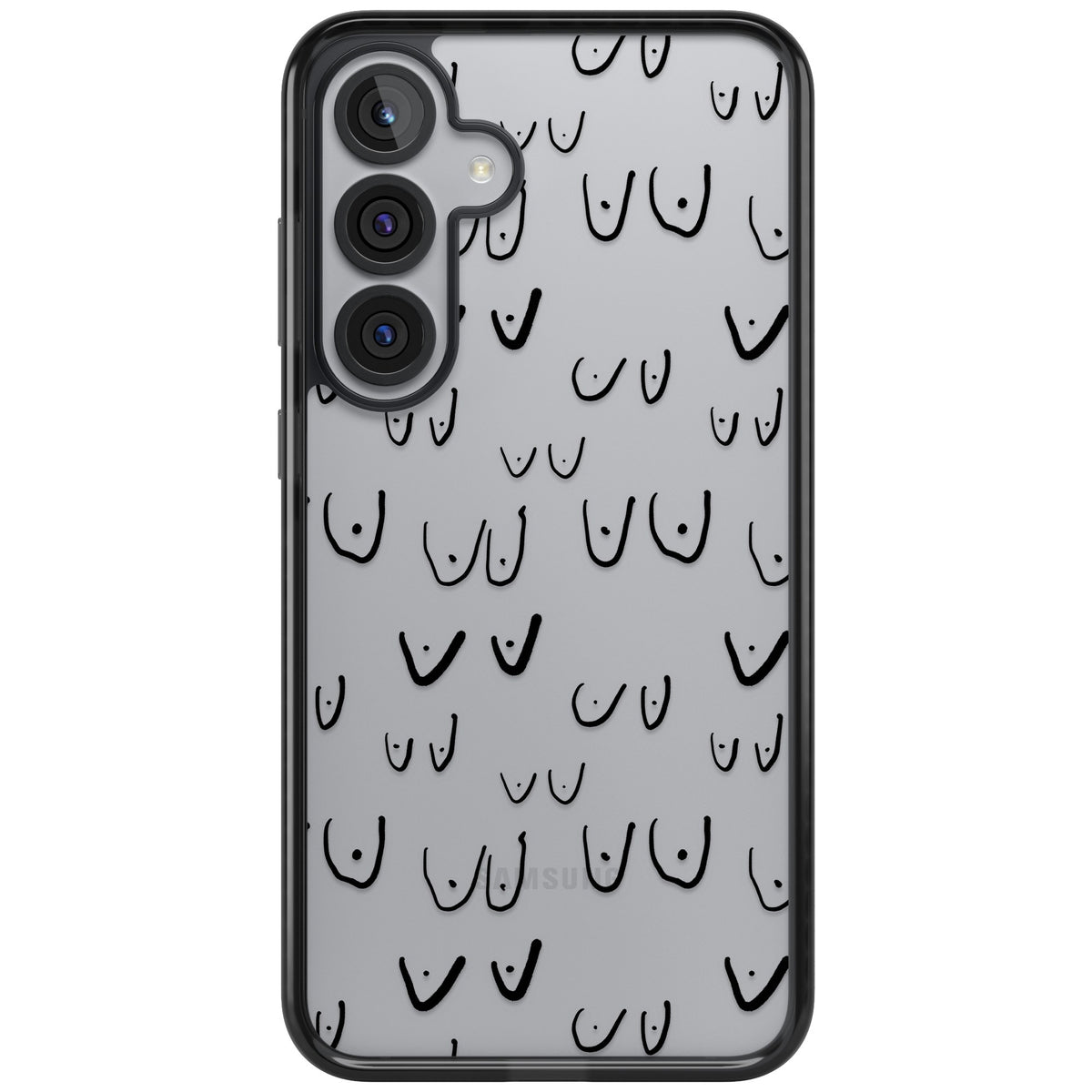 Boob Pattern (Black) Samsung S25 Plus / Samsung S26 / Samsung S26 Plus Impact Black Phone Case front