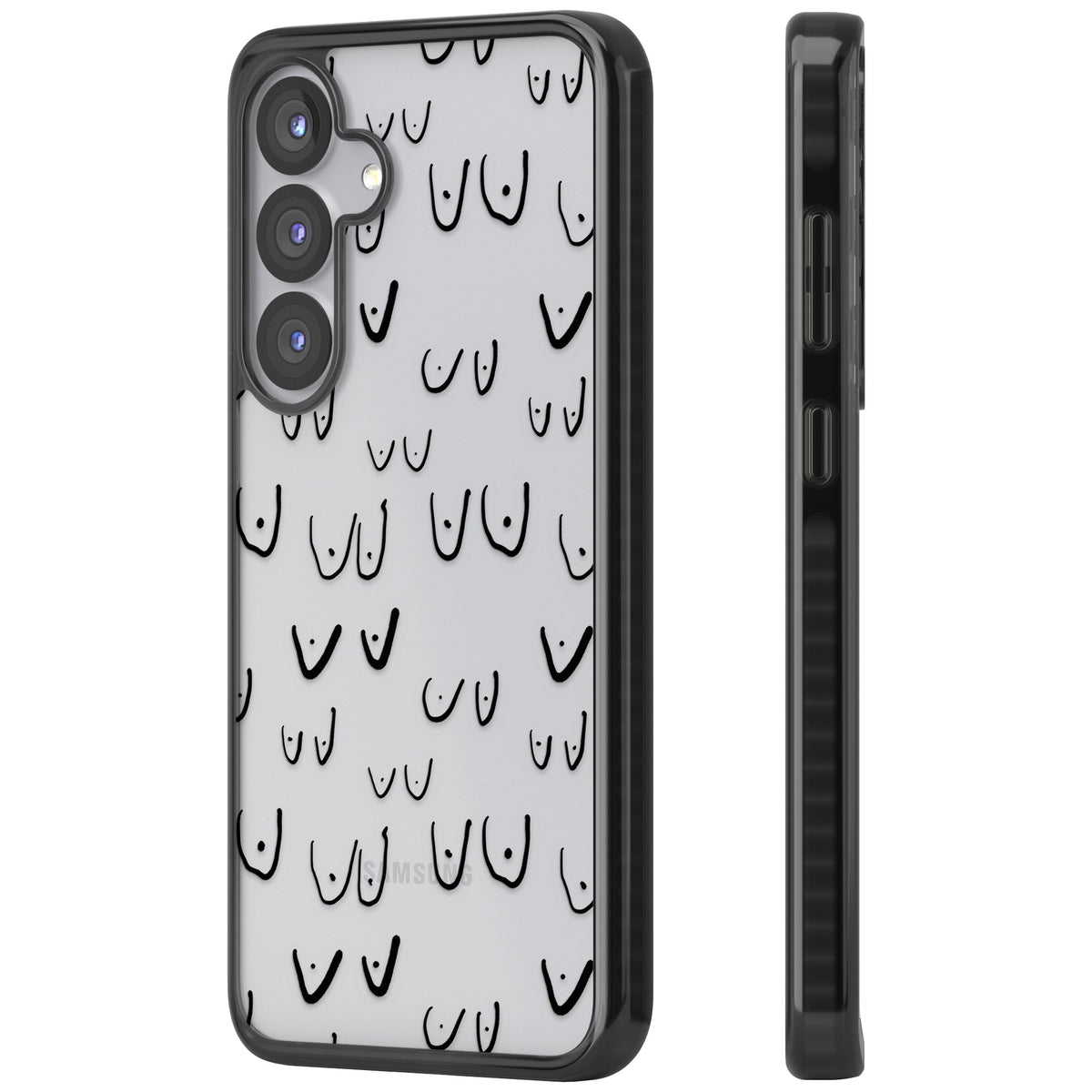 Boob Pattern (Black) Samsung S25 / Samsung S25 Plus / Samsung S26 / Samsung S26 Plus Impact Black Phone Case side
