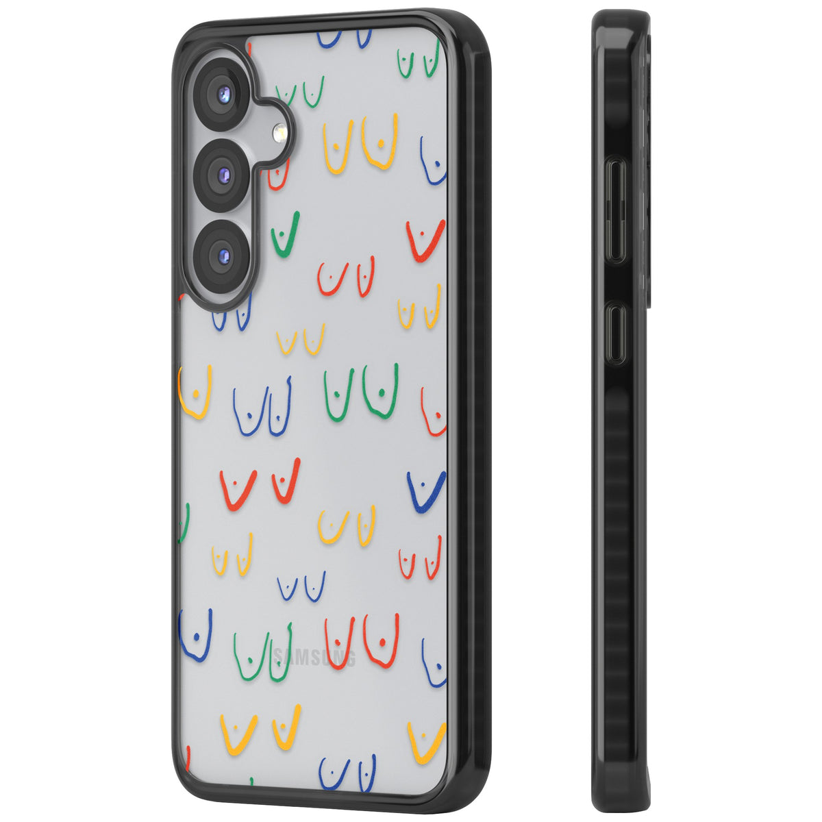 Boob Pattern (Multicolour) Samsung S25 / Samsung S25 Plus / Samsung S26 / Samsung S26 Plus Impact Black Phone Case side