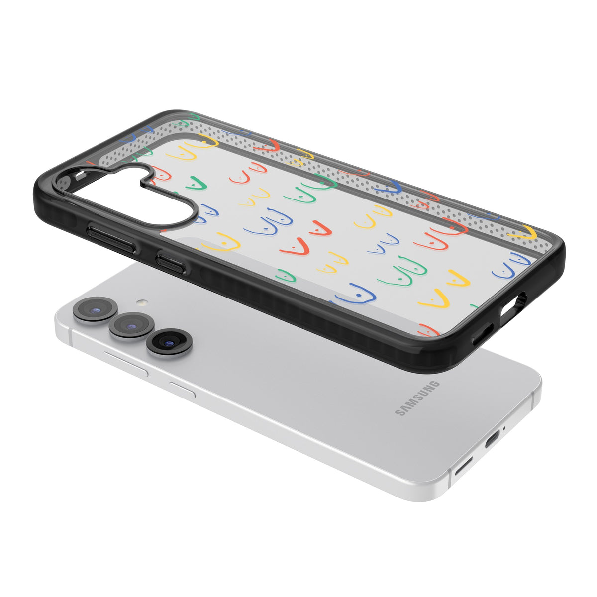 Boob Pattern (Multicolour) Samsung S25 / Samsung S25 Plus / Samsung S26 / Samsung S26 Plus Impact Black Phone Case angled