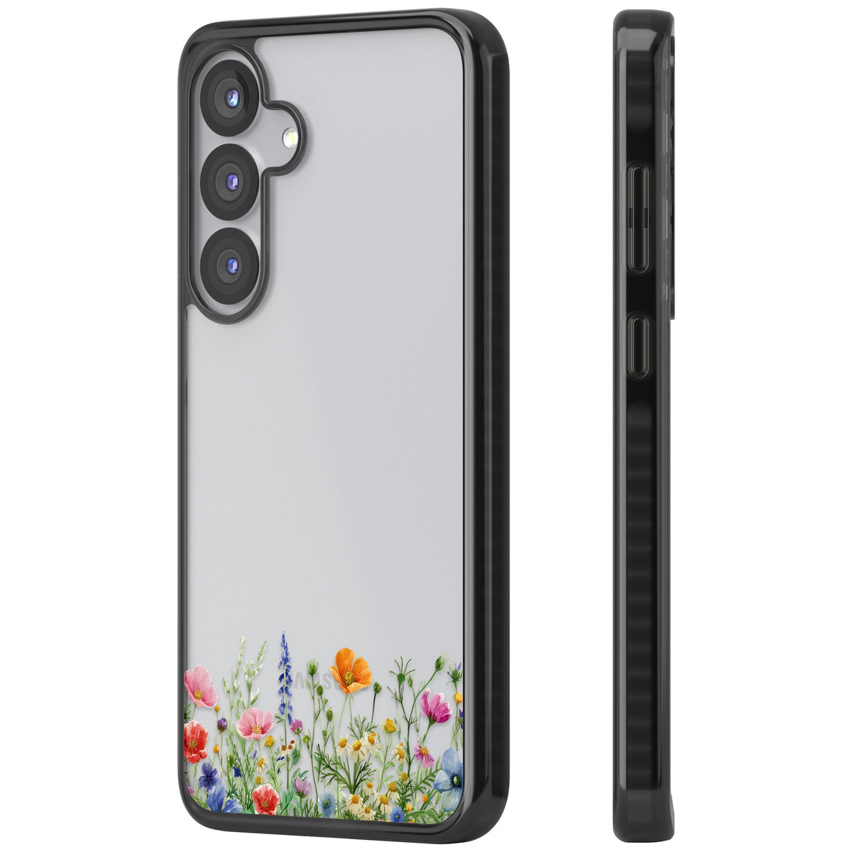 Minimal Wildflowers Samsung S25 / Samsung S25 Plus / Samsung S26 / Samsung S26 Plus Impact Black Phone Case side
