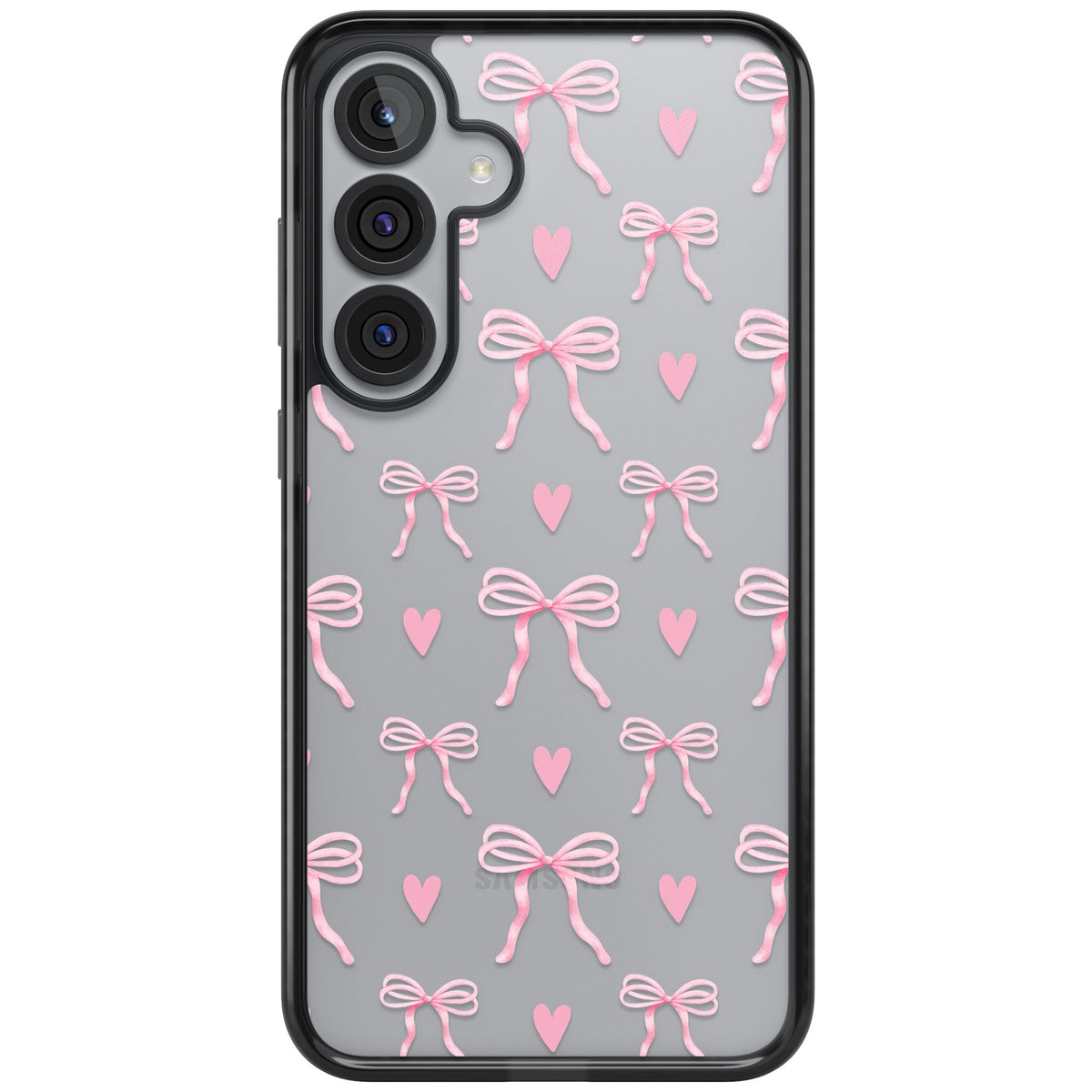 Pink Bows & Hearts Samsung S25 Plus / Samsung S26 / Samsung S26 Plus Impact Black Phone Case front