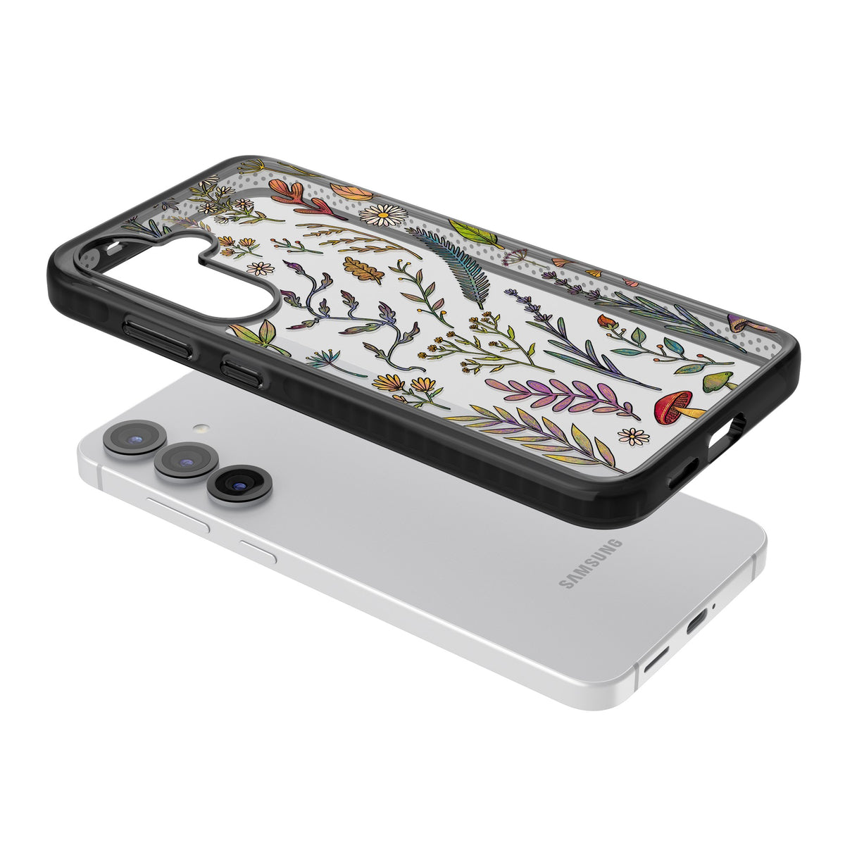 Autumn Wildflowers Samsung S25 / Samsung S25 Plus / Samsung S26 / Samsung S26 Plus Impact Black Phone Case angled