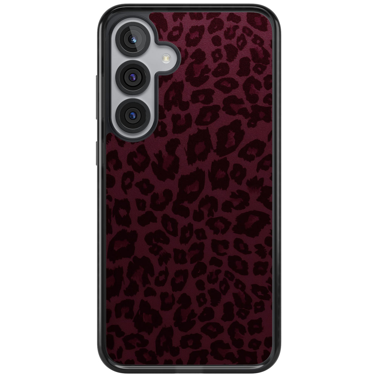 Burgundy Leopard Samsung S25 Plus / Samsung S26 / Samsung S26 Plus Impact Black Phone Case front