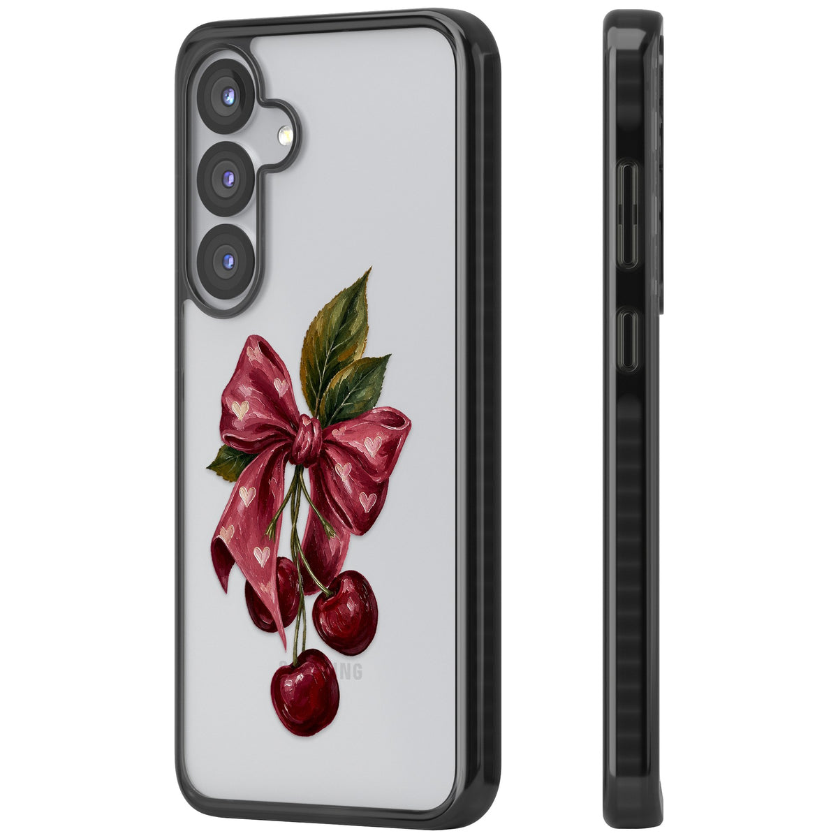 Cherry Sonnet Samsung S25 / Samsung S25 Plus / Samsung S26 / Samsung S26 Plus Impact Black Phone Case side