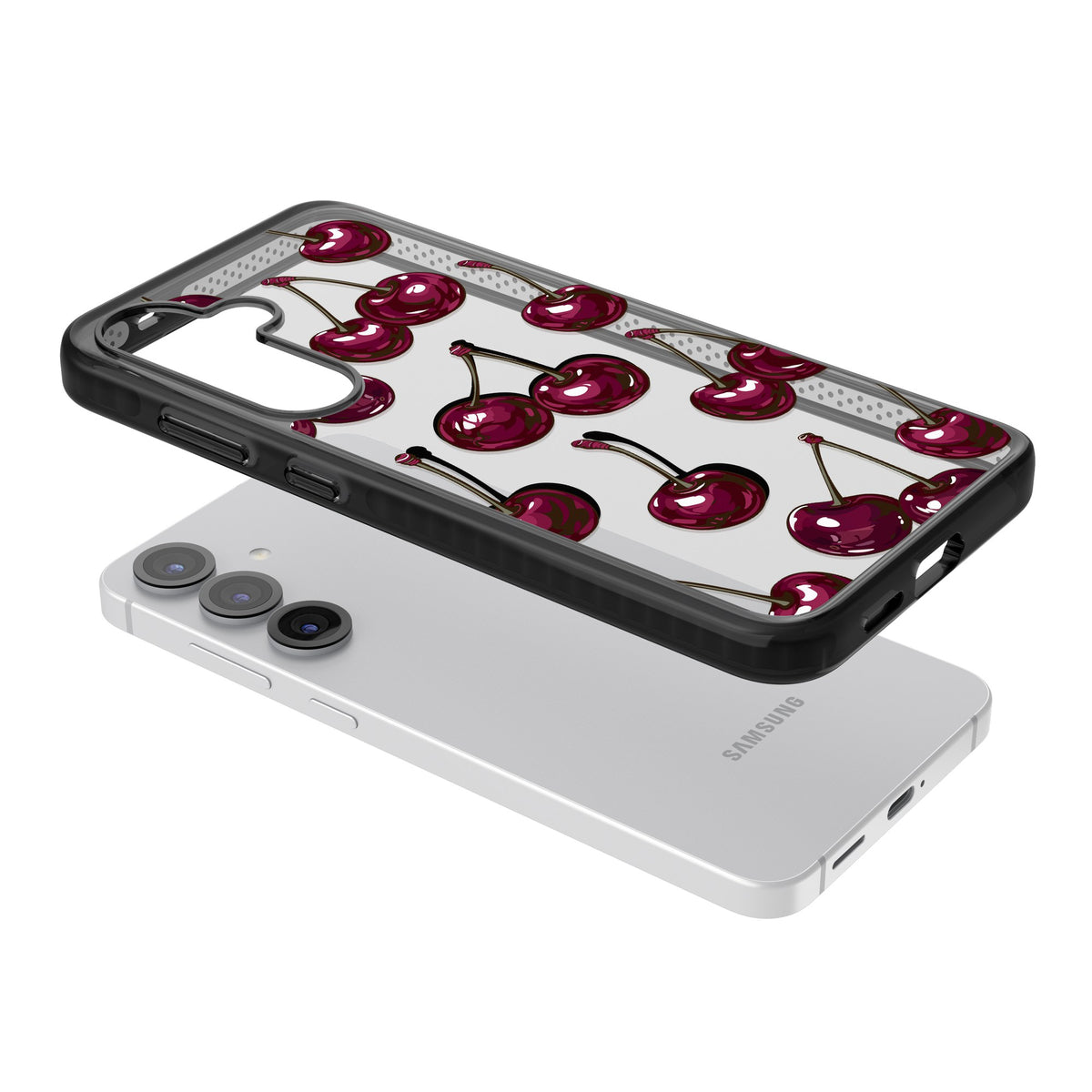 Cherry Wine Samsung S25 / Samsung S25 Plus / Samsung S26 / Samsung S26 Plus Impact Black Phone Case angled