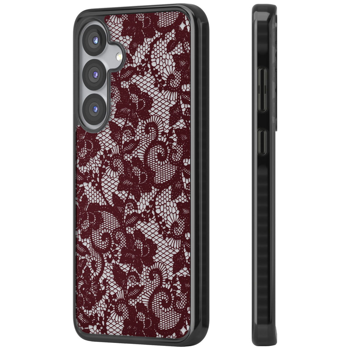 Burgundy Lace Samsung S25 / Samsung S25 Plus / Samsung S26 / Samsung S26 Plus Impact Black Phone Case side