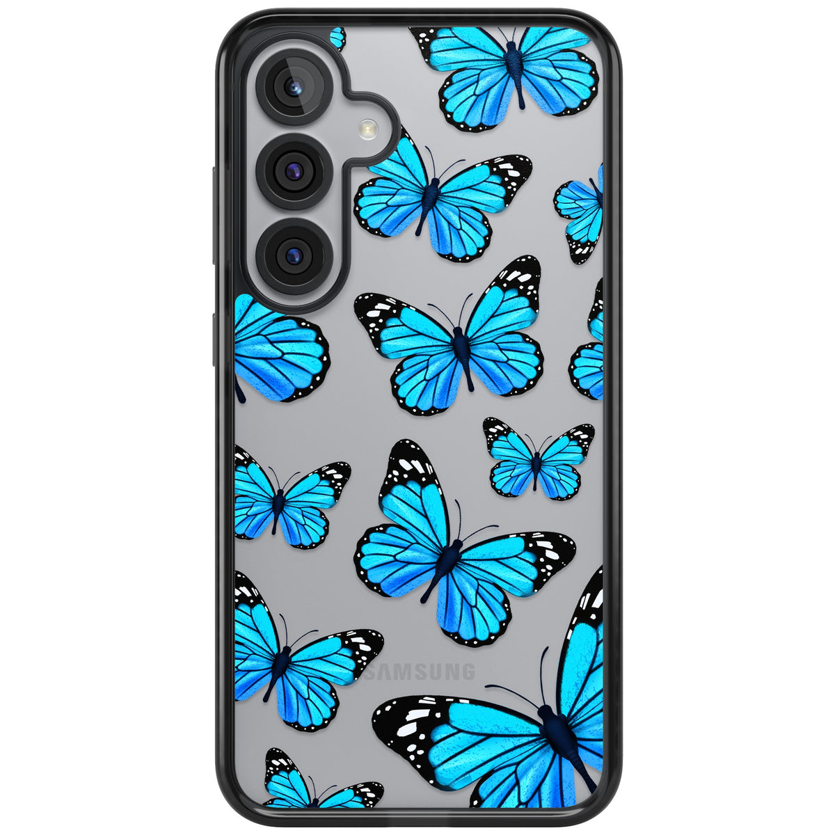 Azure Butterflies Samsung S25 Plus / Samsung S26 / Samsung S26 Plus Impact Black Phone Case front