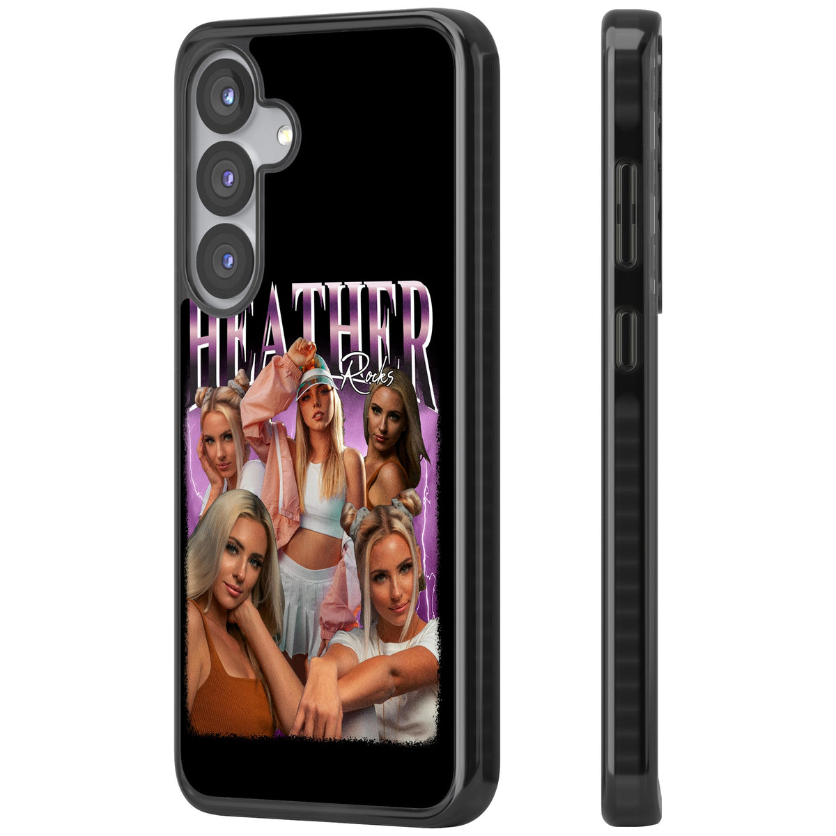Personalised Airbrush Name & Photo Collage (Pink) Samsung S25 / Samsung S25 Plus / Samsung S26 / Samsung S26 Plus Impact Black Phone Case side