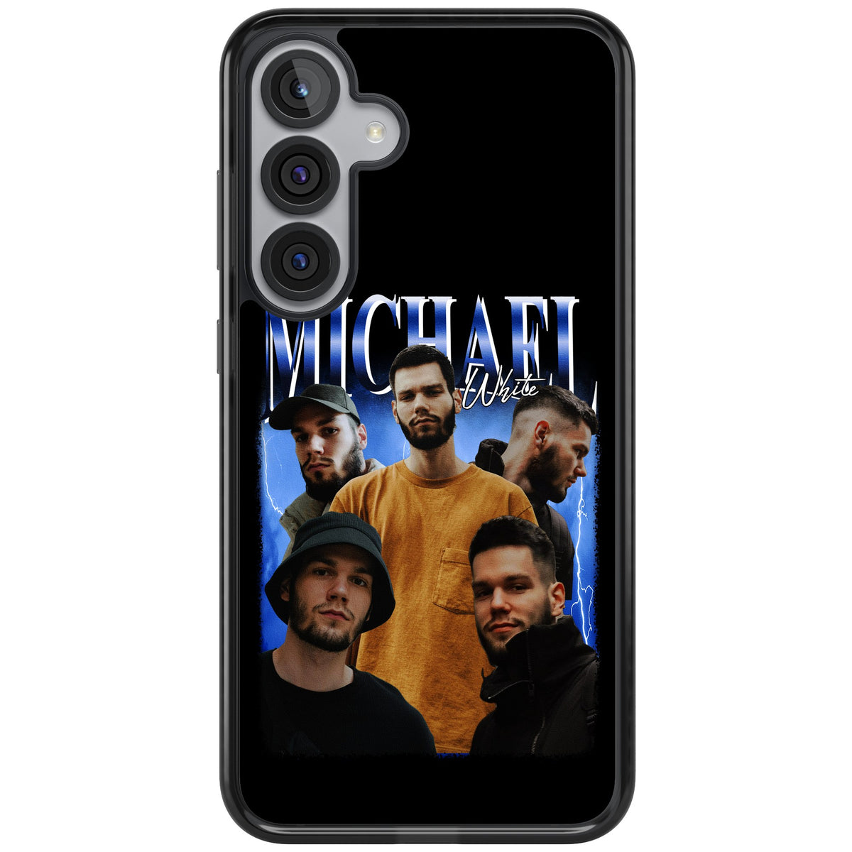 Personalised Airbrush Name & Photo Collage (Blue) Samsung S25 Plus / Samsung S26 / Samsung S26 Plus Impact Black Phone Case front
