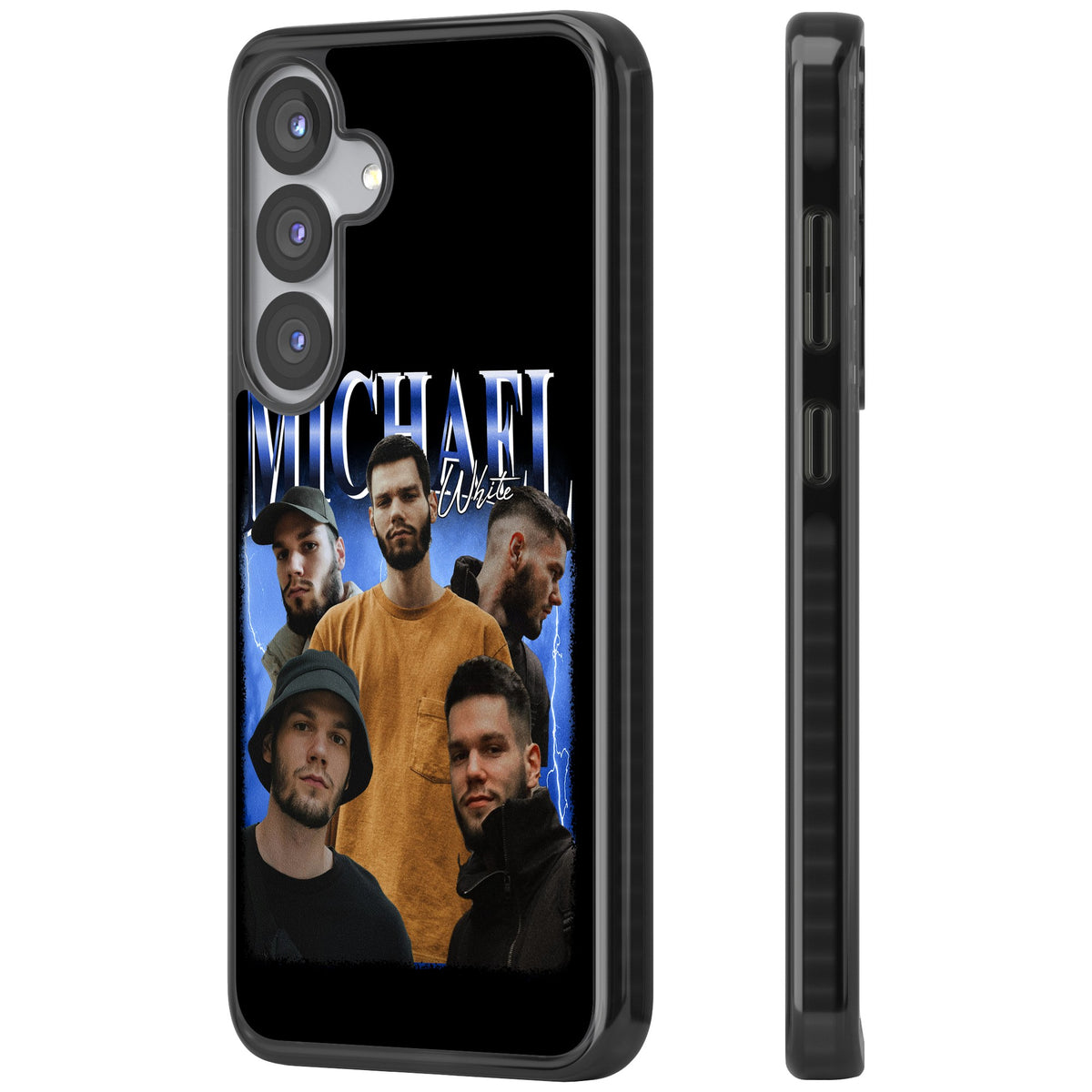 Personalised Airbrush Name & Photo Collage (Blue) Samsung S25 / Samsung S25 Plus / Samsung S26 / Samsung S26 Plus Impact Black Phone Case side