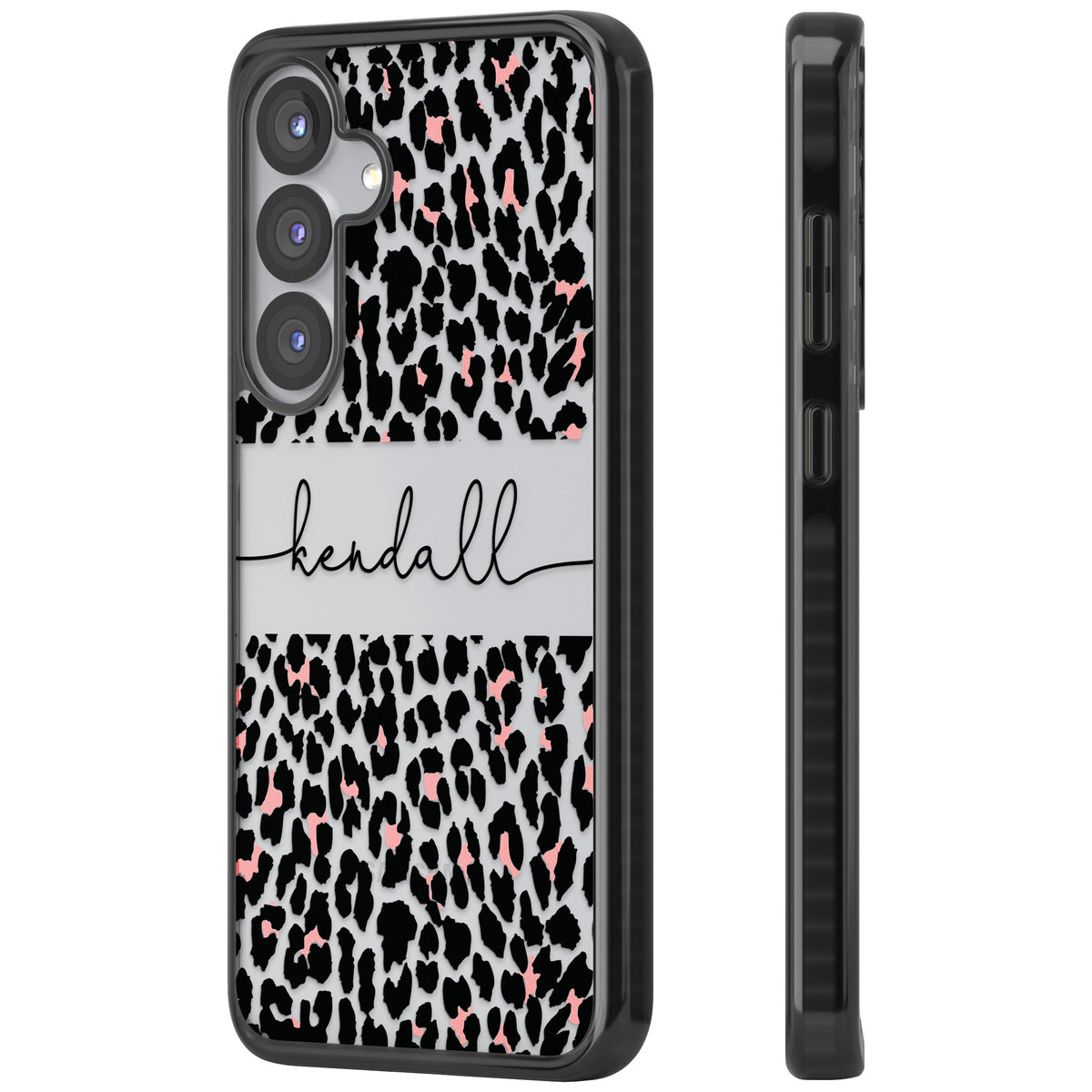 Personalised Tatty Leopard Samsung S25 / Samsung S25 Plus / Samsung S26 / Samsung S26 Plus Impact Black Phone Case side