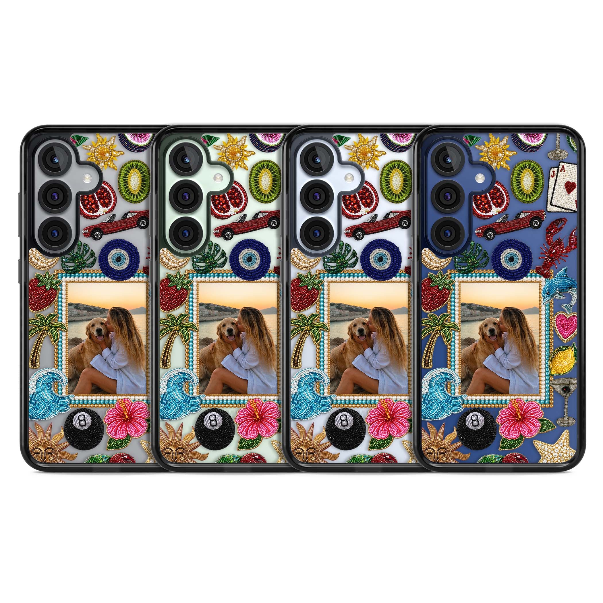 Beaded Photo coastal iPhone case | Black Impact case for Samsung Galaxy S25, Samsung Galaxy S25 Plus