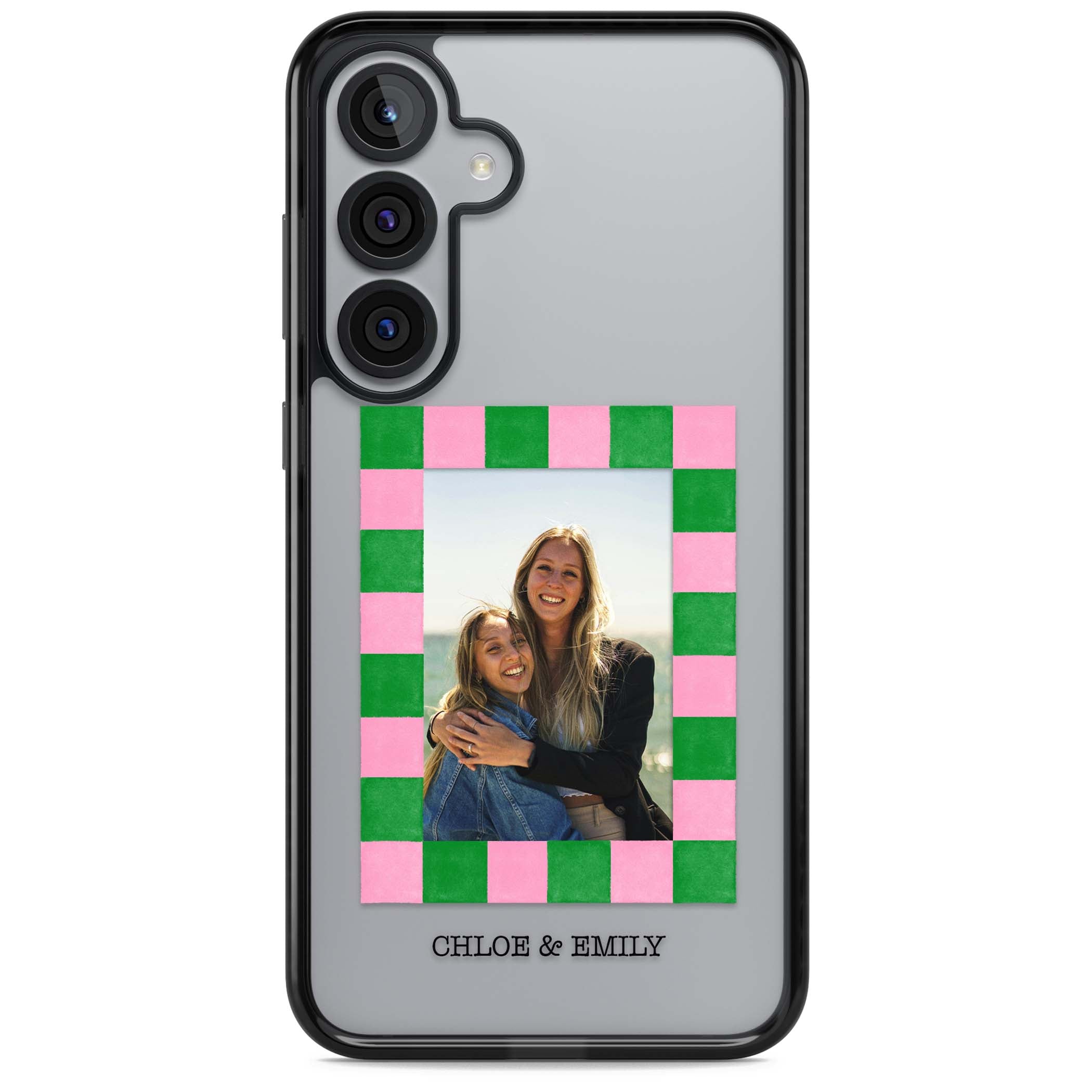 Riviera Check Photo cute iPhone case | Black Impact case for Samsung Galaxy S25, Samsung Galaxy S25 Plus