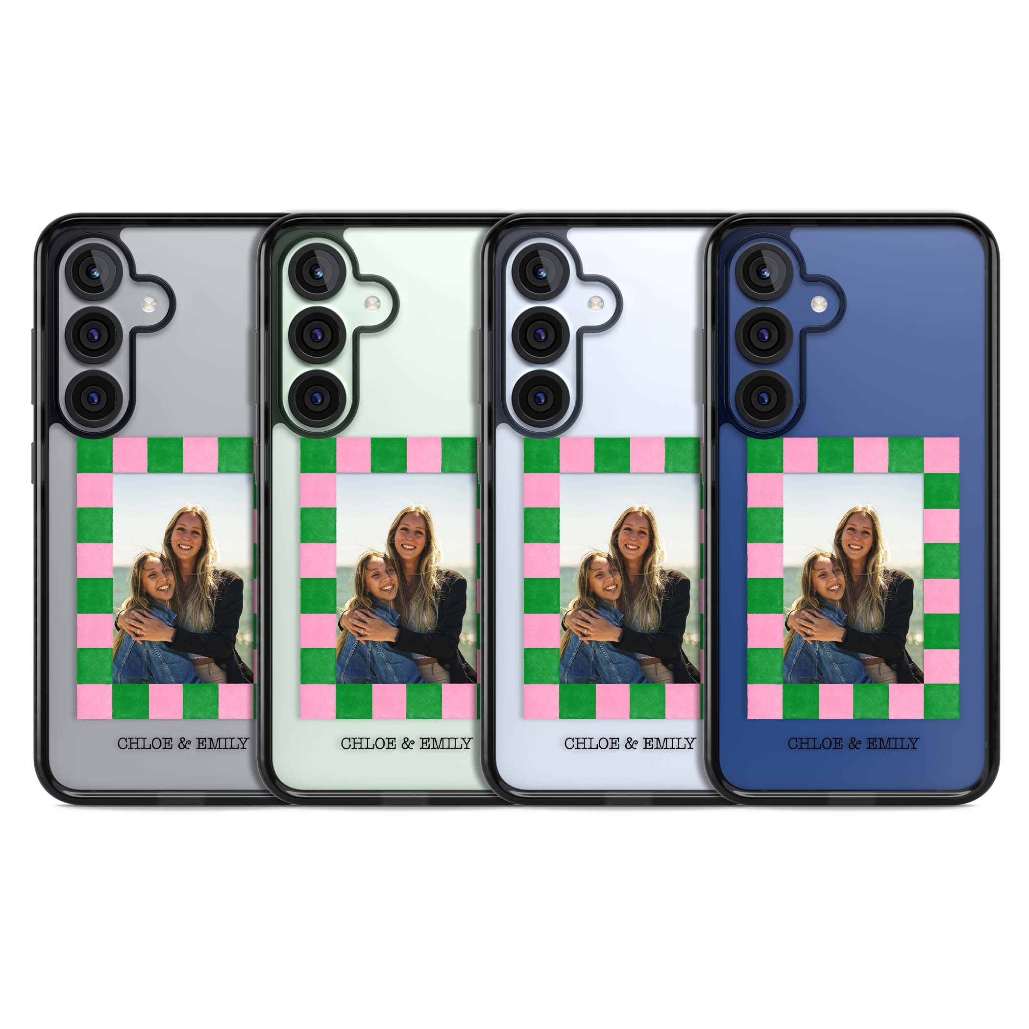 Riviera Check Photo cute iPhone case | Black Impact case for Samsung Galaxy S25, Samsung Galaxy S25 Plus