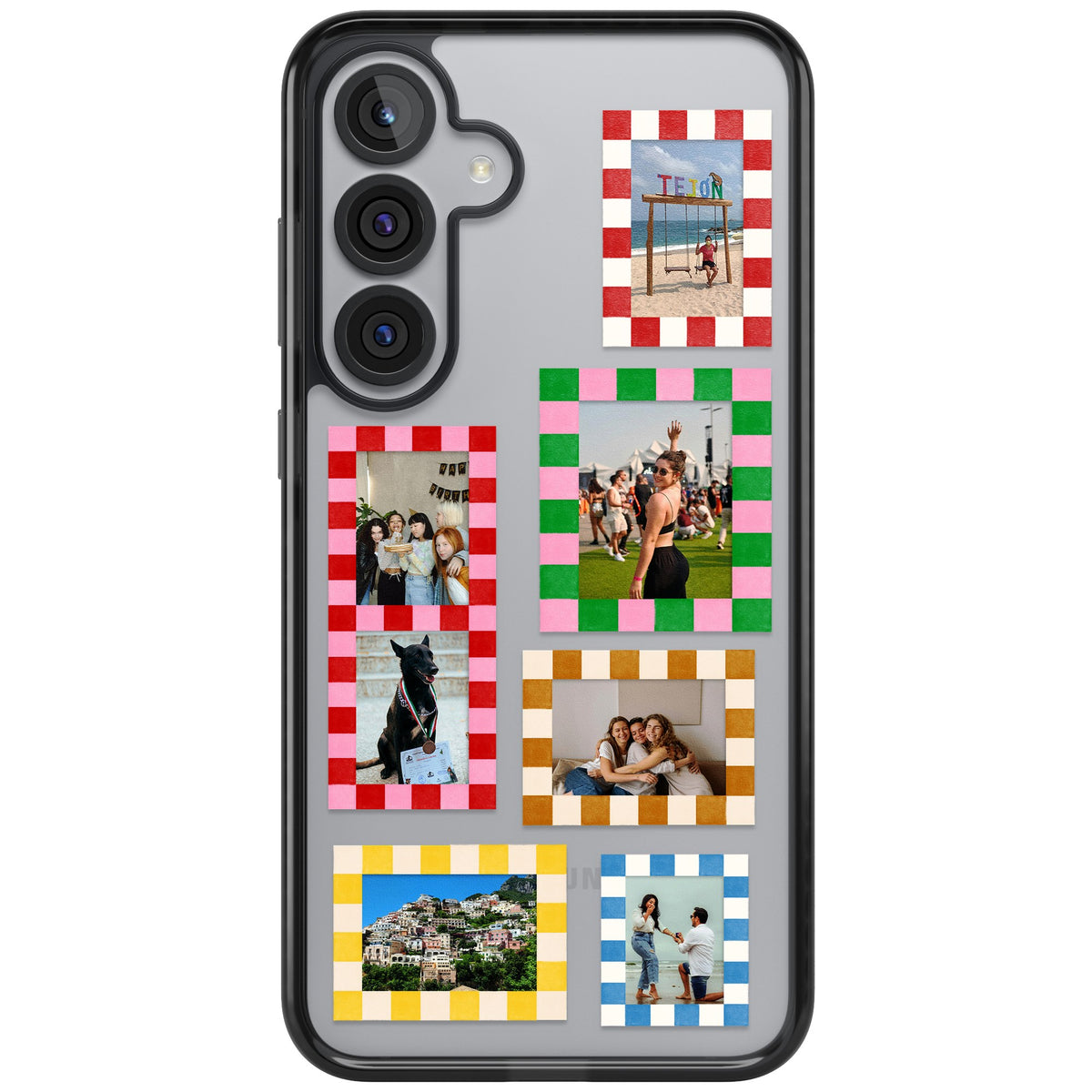 Personalised Italian Check Frames Samsung S25 Plus / Samsung S26 / Samsung S26 Plus Impact Black Phone Case front