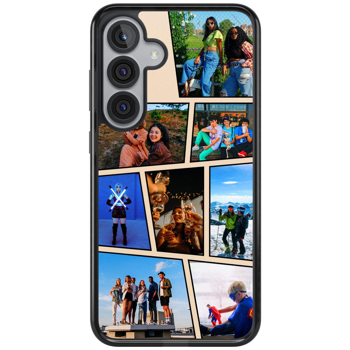 Personalised Comic Strip Photo Samsung S25 Plus / Samsung S26 / Samsung S26 Plus Impact Black Phone Case front