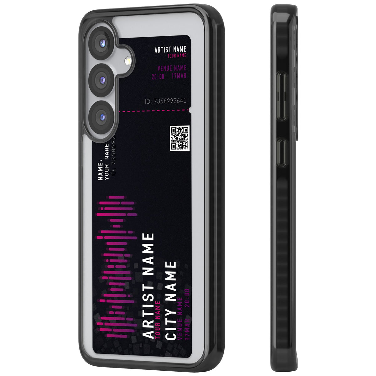 Personalised Concert Ticket Samsung S25 / Samsung S25 Plus / Samsung S26 / Samsung S26 Plus Impact Black Phone Case side