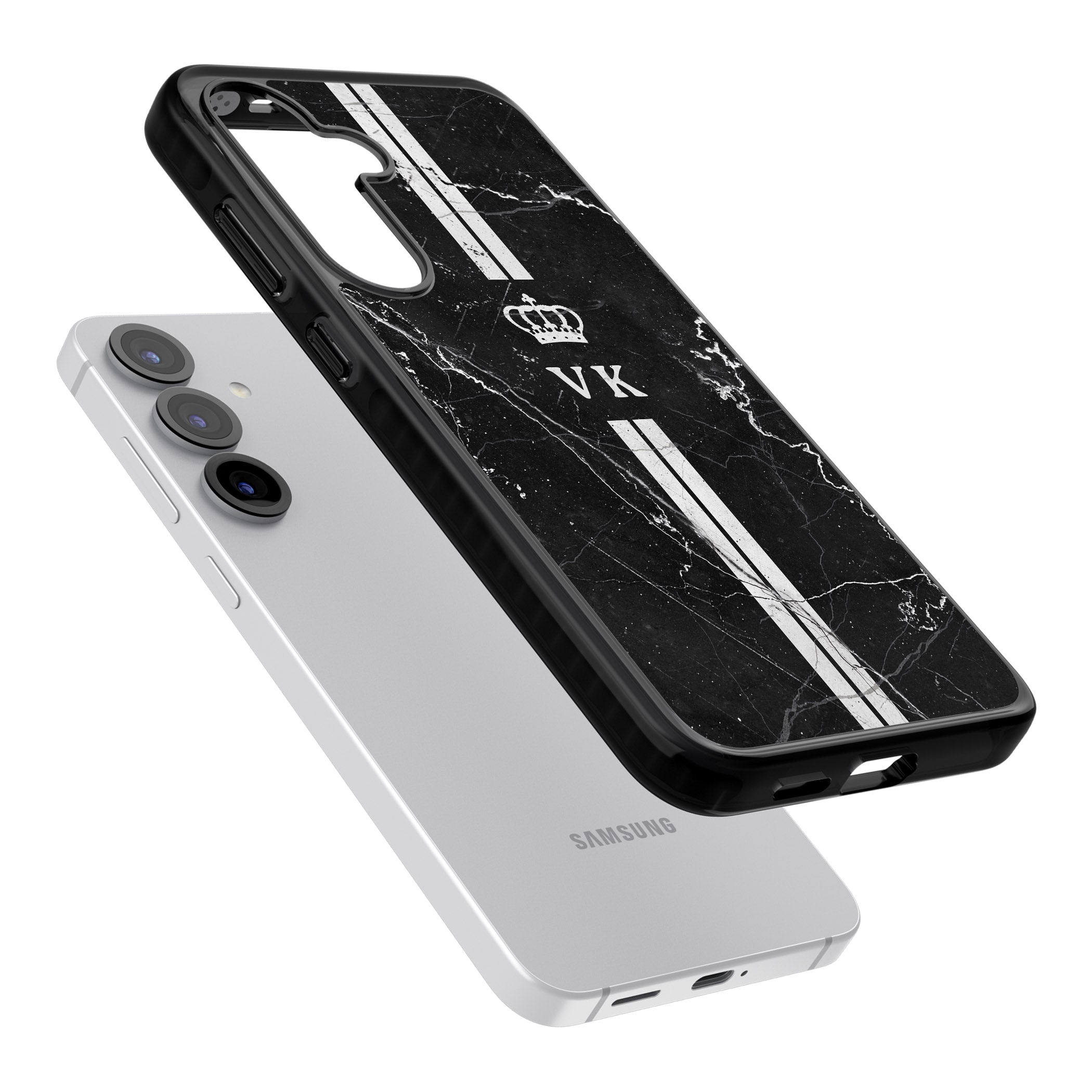 Personalised Black Marble Stripe Initials