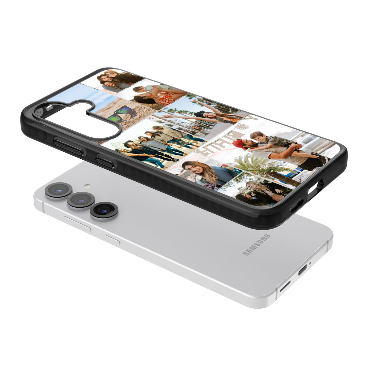 Personalised Photo Grid Samsung S25 / Samsung S25 Plus / Samsung S26 / Samsung S26 Plus Impact Black Phone Case angled